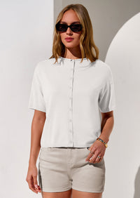 PRETTYGARDEN Women Spring Short Sleeve Cardigan Sweaters Button Down Knit Shirt Blouse Dressy Casual Tops Summer Outfits PRETTYGARDEN