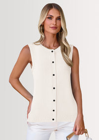 PRETTYGARDEN Sweater Vest Women Spring Summer Casual Lightweight Knit Sleeveless Button Down Tank Tops Trendy Clothes