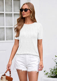 PRETTYGARDEN Women's Spring Short Sleeve Sweater Knit Going Out Tops Work Shirts Trendy Summer Business Casual Outfits