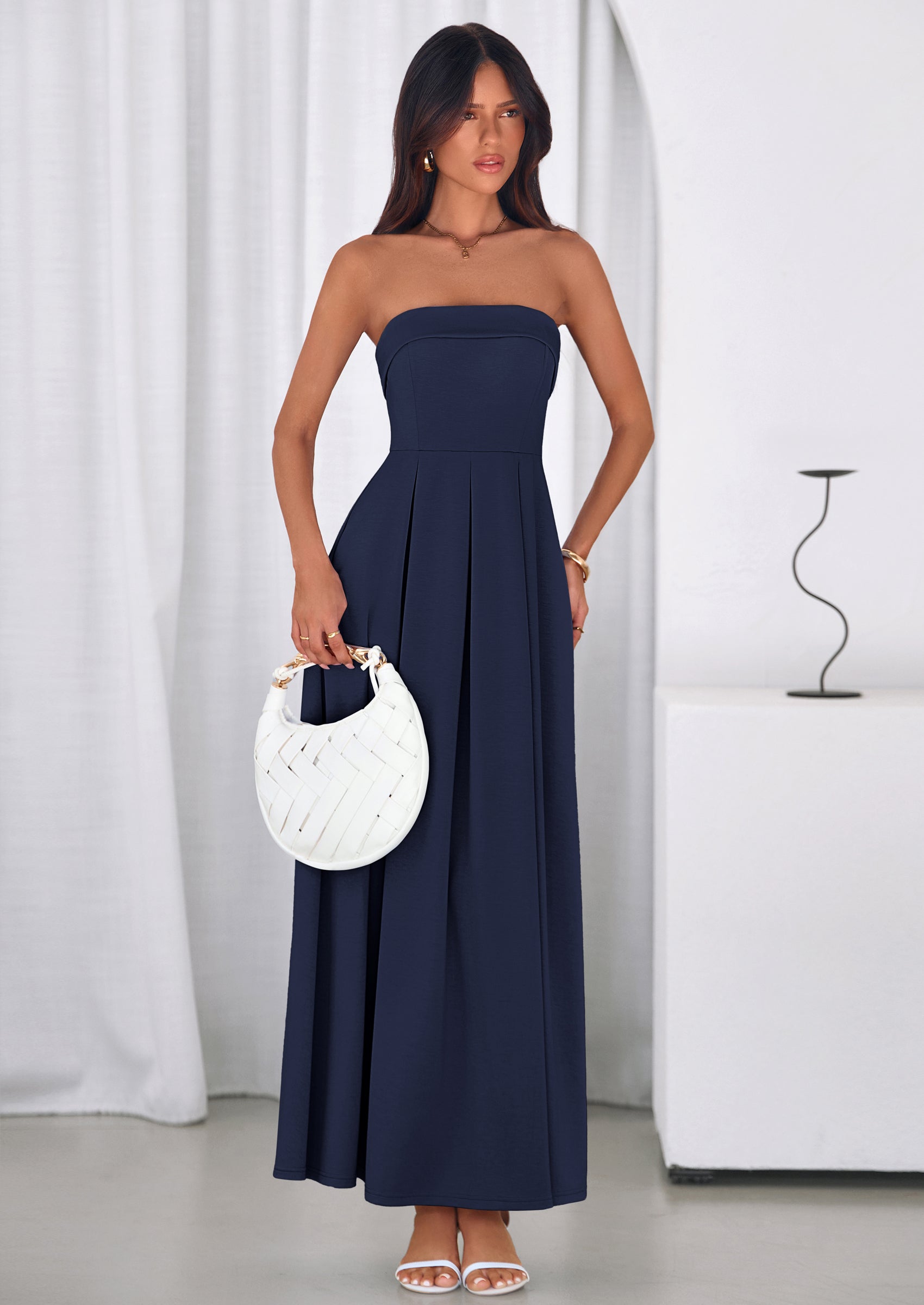 PRETTYGARDEN Cocktail Dresses for Women Summer Formal Elegant Tube Top Strapless Spring Wedding Guest Party Midi Dress PRETTYGARDEN