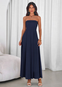 PRETTYGARDEN Cocktail Dresses for Women Summer Formal Elegant Tube Top Strapless Spring Wedding Guest Party Midi Dress PRETTYGARDEN