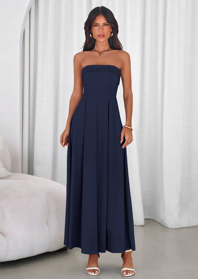 PRETTYGARDEN Cocktail Dresses for Women Summer Formal Elegant Tube Top Strapless Spring Wedding Guest Party Midi Dress PRETTYGARDEN