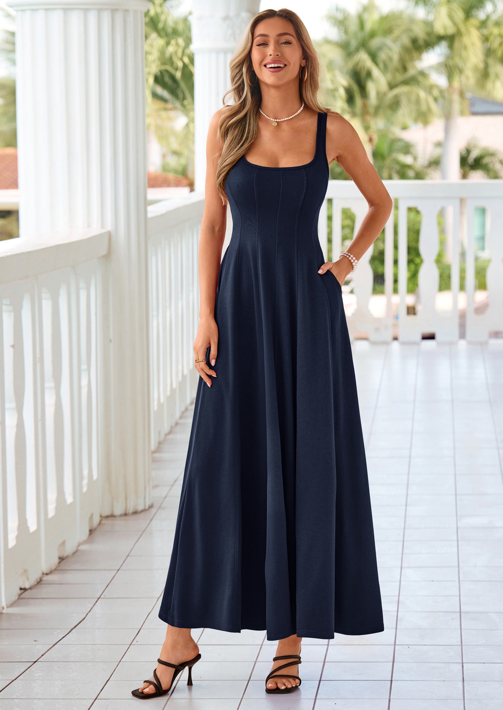 PRETTYGARDEN Cocktail Dresses for Women Formal Summer Sleeveless A Line Long Flowy Spring Wedding Guest Party Midi Dress