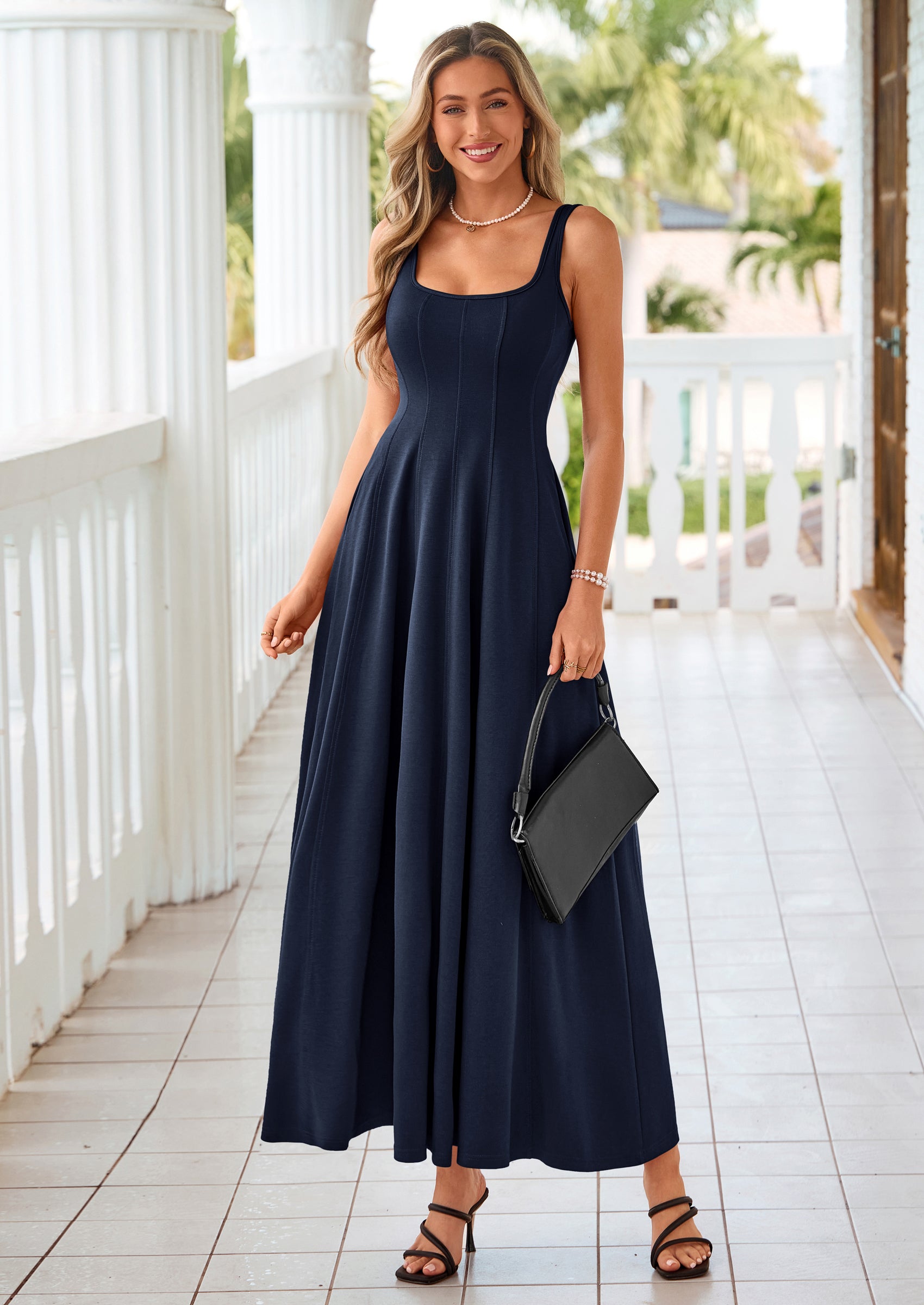 PRETTYGARDEN Cocktail Dresses for Women Formal Summer Sleeveless A Line Long Flowy Spring Wedding Guest Party Midi Dress