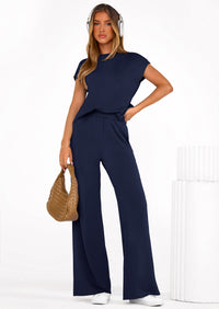 PRETTYGARDEN Womens 2 Piece Outfits Casual Cap Sleeve Lounge Set Summer Tracksuits Matching Sets Beach Fashion Travel Clothes PRETTYGARDEN