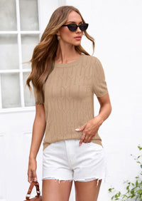 PRETTYGARDEN Women's Spring Short Sleeve Sweater Knit Going Out Tops Work Shirts Trendy Summer Business Casual Outfits