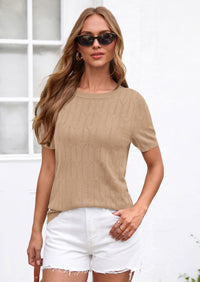 PRETTYGARDEN Women's Spring Short Sleeve Sweater Knit Going Out Tops Work Shirts Trendy Summer Business Casual Outfits