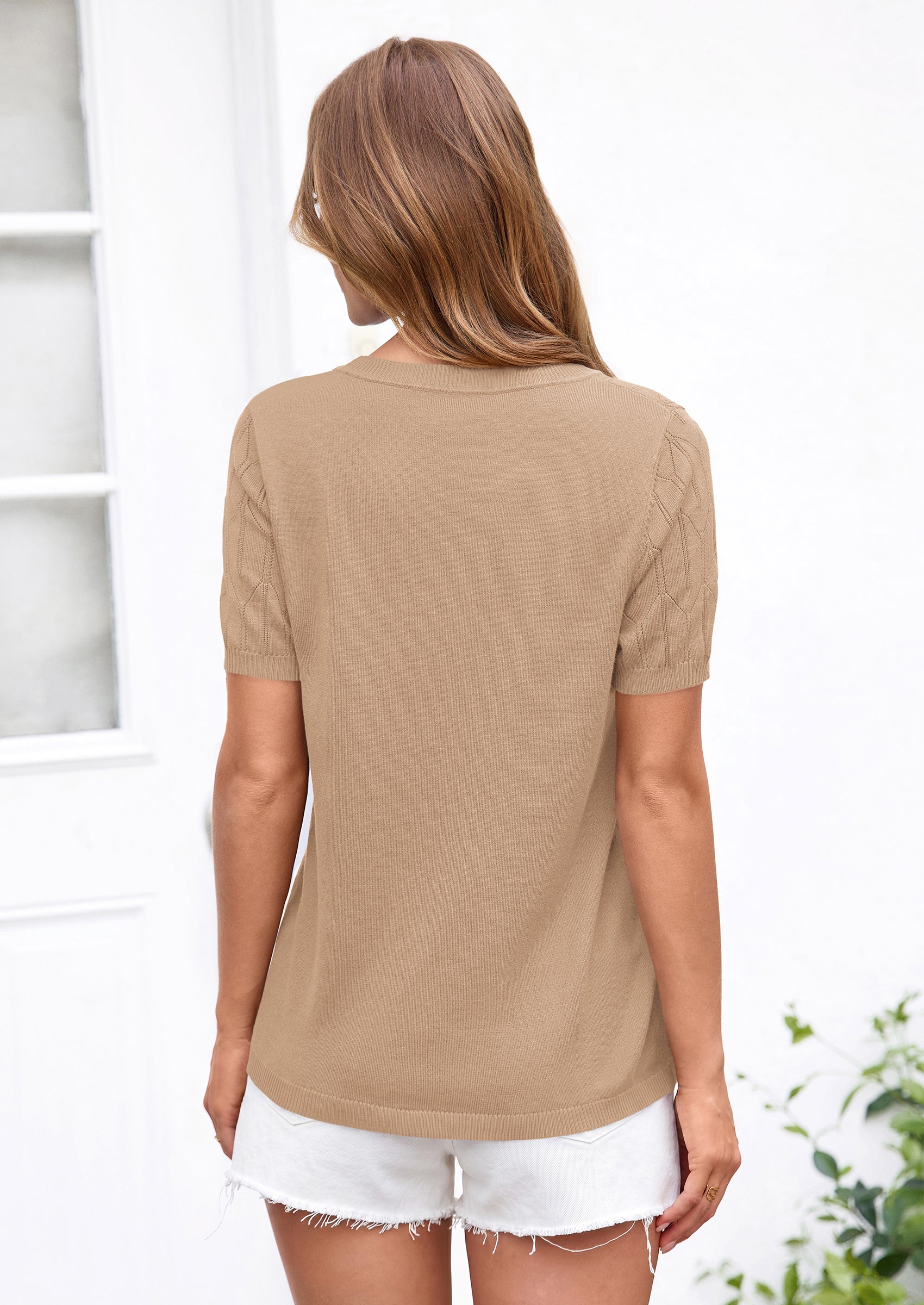 PRETTYGARDEN Women's Spring Short Sleeve Sweater Knit Going Out Tops Work Shirts Trendy Summer Business Casual Outfits