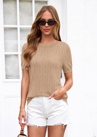 PRETTYGARDEN Women's Spring Short Sleeve Sweater Knit Going Out Tops Work Shirts Trendy Summer Business Casual Outfits