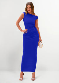 PRETTYGARDEN Maxi Skirt Sets Women 2 Piece Outfits Summer Spring One Shoulder Sleeveless Ruched Bodycon Long Skirts