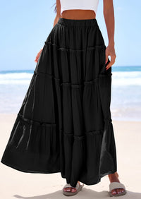 PRETTYGARDEN Women's Tiered Maxi Skirt Summer Spring Fashion 2026 High Waisted Long Flowy Casual Boho Beach Vacation Clothes PRETTYGARDEN
