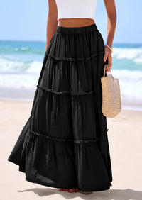 PRETTYGARDEN Women's Tiered Maxi Skirt Summer Spring Fashion 2026 High Waisted Long Flowy Casual Boho Beach Vacation Clothes PRETTYGARDEN