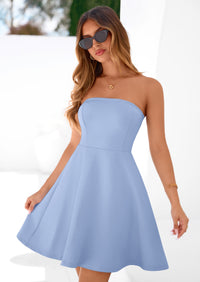 PRETTYGARDEN Women's Strapless Mini Summer Dress Spring A Line Tube Top Sundress Cocktail Party Short Dresses PRETTYGARDEN