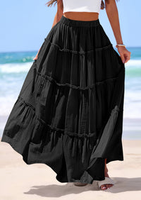 PRETTYGARDEN Women's Tiered Maxi Skirt Summer Spring Fashion 2026 High Waisted Long Flowy Casual Boho Beach Vacation Clothes PRETTYGARDEN