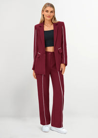 PRETTYGARDEN 2 Piece Blazer Outfits Business Casual Oversized Jacket Wide Leg Work Pants Dressy Suit Set