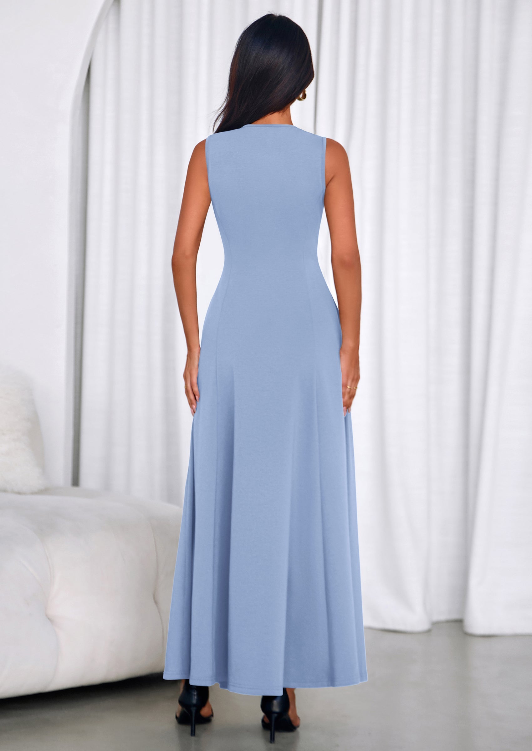 PRETTYGARDEN Women's Summer Tank Maxi Dress Spring Sleeveless Swing A Line Long Flowy Elegant Cocktail Dresses Pockets PRETTYGARDEN