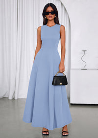 PRETTYGARDEN Women's Summer Tank Maxi Dress Spring Sleeveless Swing A Line Long Flowy Elegant Cocktail Dresses Pockets PRETTYGARDEN