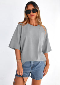 PRETTYGARDEN Women's Spring Going Out Tops Casual Short Sleeve Crewneck Loose Fit Basic Cute Tee Shirts Summer Outfits PRETTYGARDEN