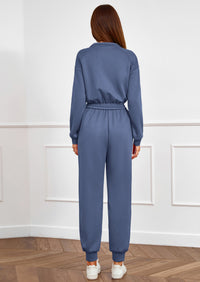 PRETTYGARDEN Long Sleeve Jumpsuits for Women Casual  Fall Fashion Zip Up Pant Rompers One Piece Sweatsuits Travel Outfits