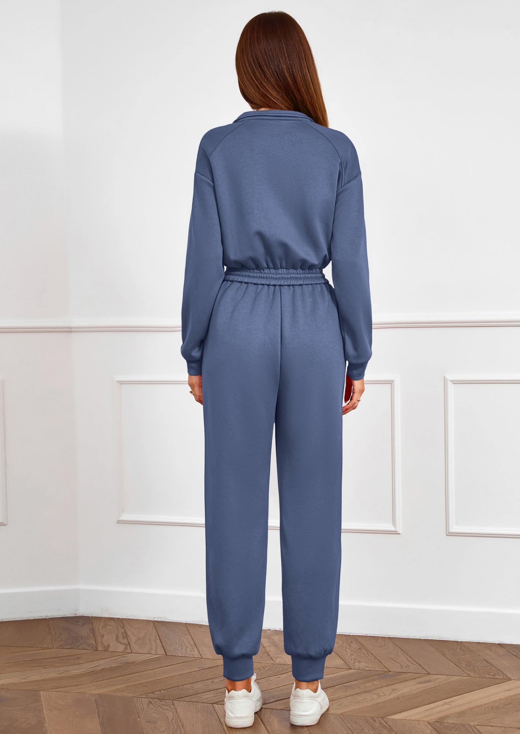 PRETTYGARDEN Long Sleeve Jumpsuits for Women Casual  Fall Fashion Zip Up Pant Rompers One Piece Sweatsuits Travel Outfits