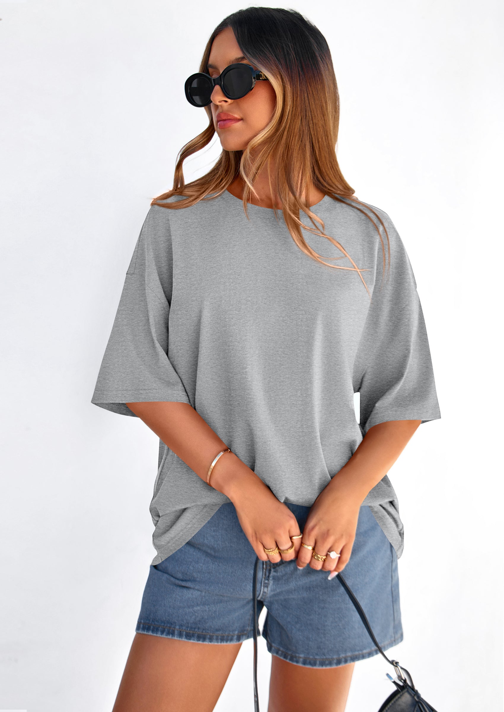 PRETTYGARDEN Women's Spring Going Out Tops Casual Short Sleeve Crewneck Loose Fit Basic Cute Tee Shirts Summer Outfits PRETTYGARDEN