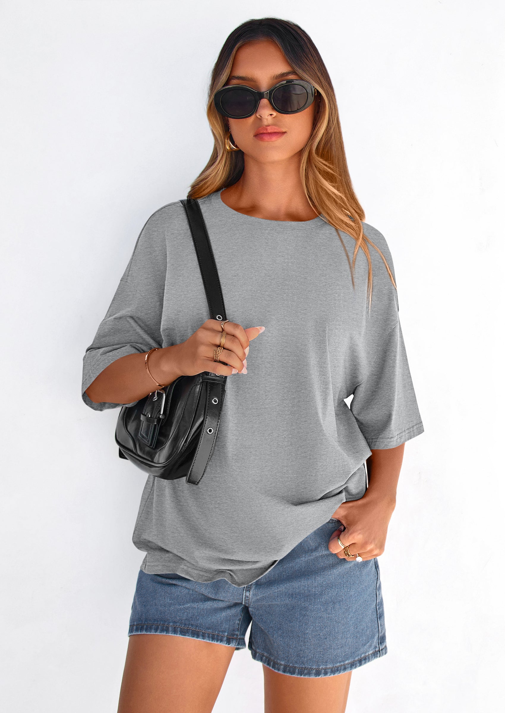 PRETTYGARDEN Women's Spring Going Out Tops Casual Short Sleeve Crewneck Loose Fit Basic Cute Tee Shirts Summer Outfits PRETTYGARDEN