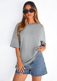 PRETTYGARDEN Women's Spring Going Out Tops Casual Short Sleeve Crewneck Loose Fit Basic Cute Tee Shirts Summer Outfits PRETTYGARDEN