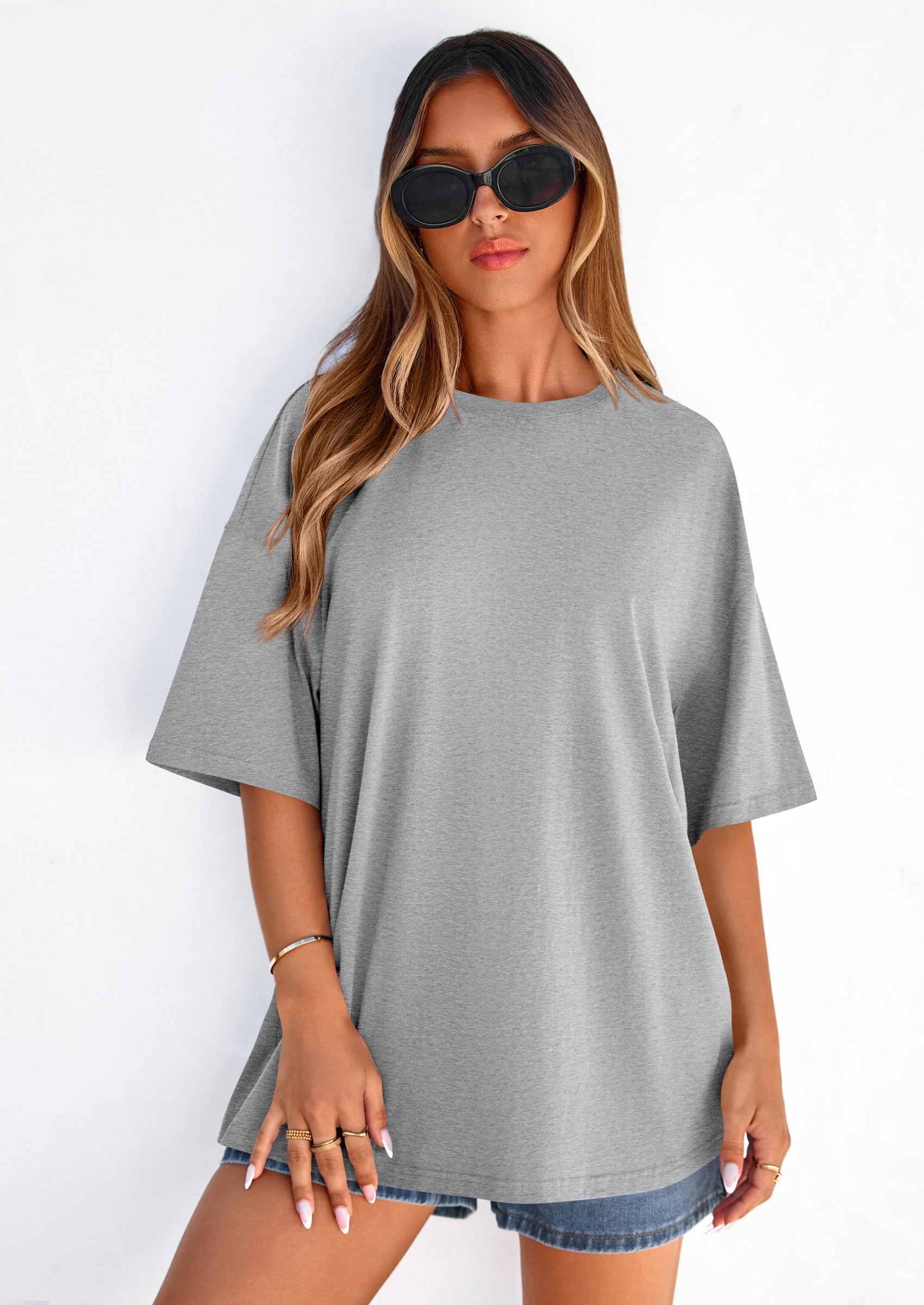 PRETTYGARDEN Women's Spring Going Out Tops Casual Short Sleeve Crewneck Loose Fit Basic Cute Tee Shirts Summer Outfits PRETTYGARDEN