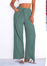 PRETTYGARDEN Womens Palazzo Pants Summer Fashion High Waisted Wide Leg Drawstring Flowy Beach Trousers with Pockets PRETTYGARDEN