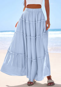PRETTYGARDEN Women's Tiered Maxi Skirt Summer Spring Fashion 2026 High Waisted Long Flowy Casual Boho Beach Vacation Clothes PRETTYGARDEN