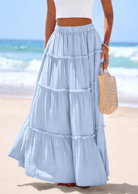 PRETTYGARDEN Women's Tiered Maxi Skirt Summer Spring Fashion 2026 High Waisted Long Flowy Casual Boho Beach Vacation Clothes PRETTYGARDEN
