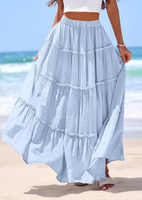 PRETTYGARDEN Women's Tiered Maxi Skirt Summer Spring Fashion 2026 High Waisted Long Flowy Casual Boho Beach Vacation Clothes PRETTYGARDEN