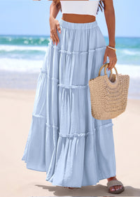 PRETTYGARDEN Women's Tiered Maxi Skirt Summer Spring Fashion 2026 High Waisted Long Flowy Casual Boho Beach Vacation Clothes PRETTYGARDEN