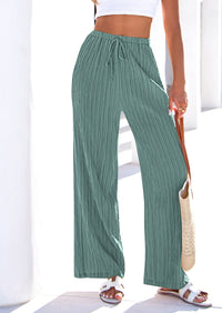 PRETTYGARDEN Womens Palazzo Pants Summer Fashion High Waisted Wide Leg Drawstring Flowy Beach Trousers with Pockets PRETTYGARDEN