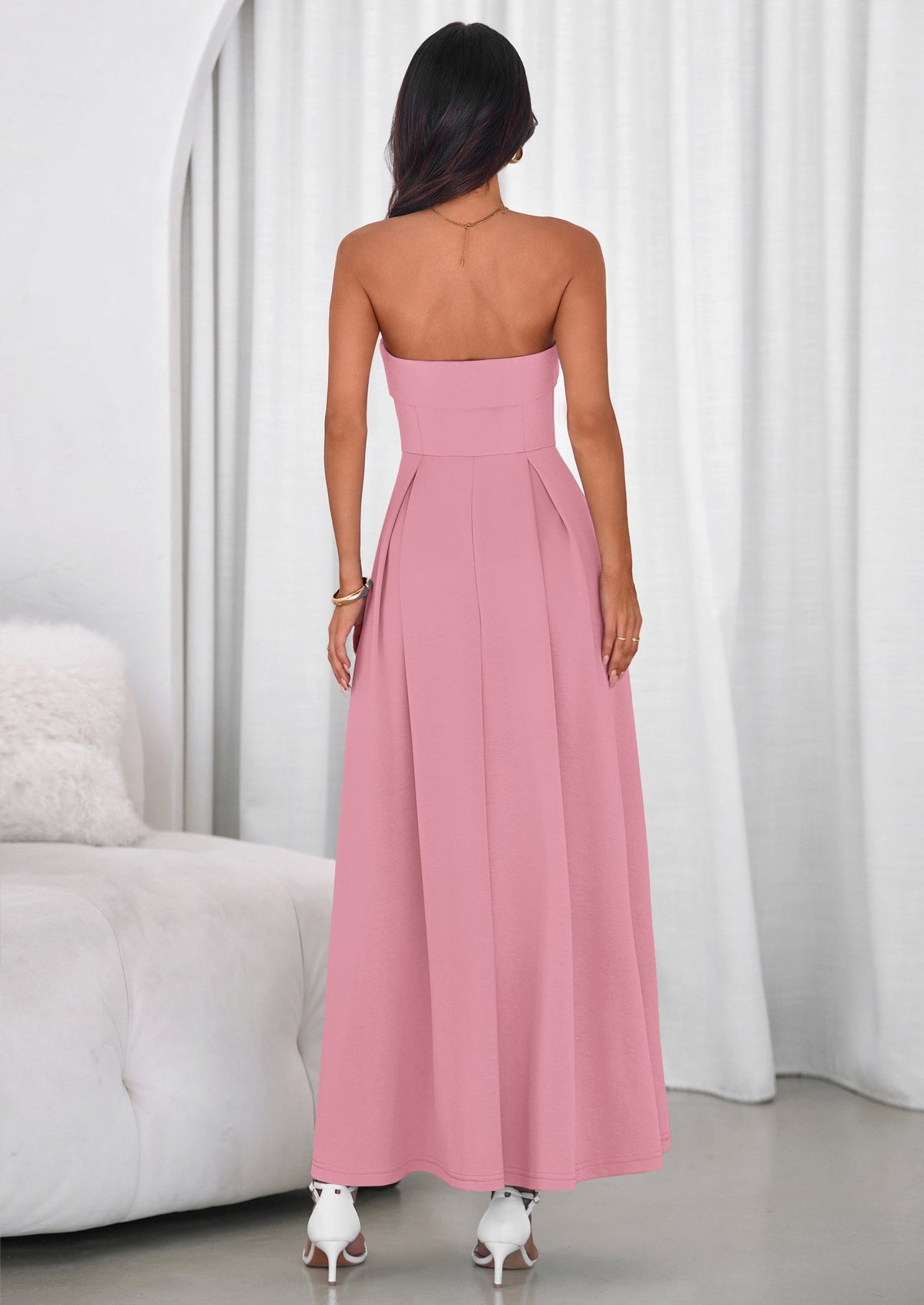 PRETTYGARDEN Cocktail Dresses for Women Summer Formal Elegant Tube Top Strapless Spring Wedding Guest Party Midi Dress PRETTYGARDEN