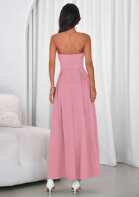 PRETTYGARDEN Cocktail Dresses for Women Summer Formal Elegant Tube Top Strapless Spring Wedding Guest Party Midi Dress PRETTYGARDEN