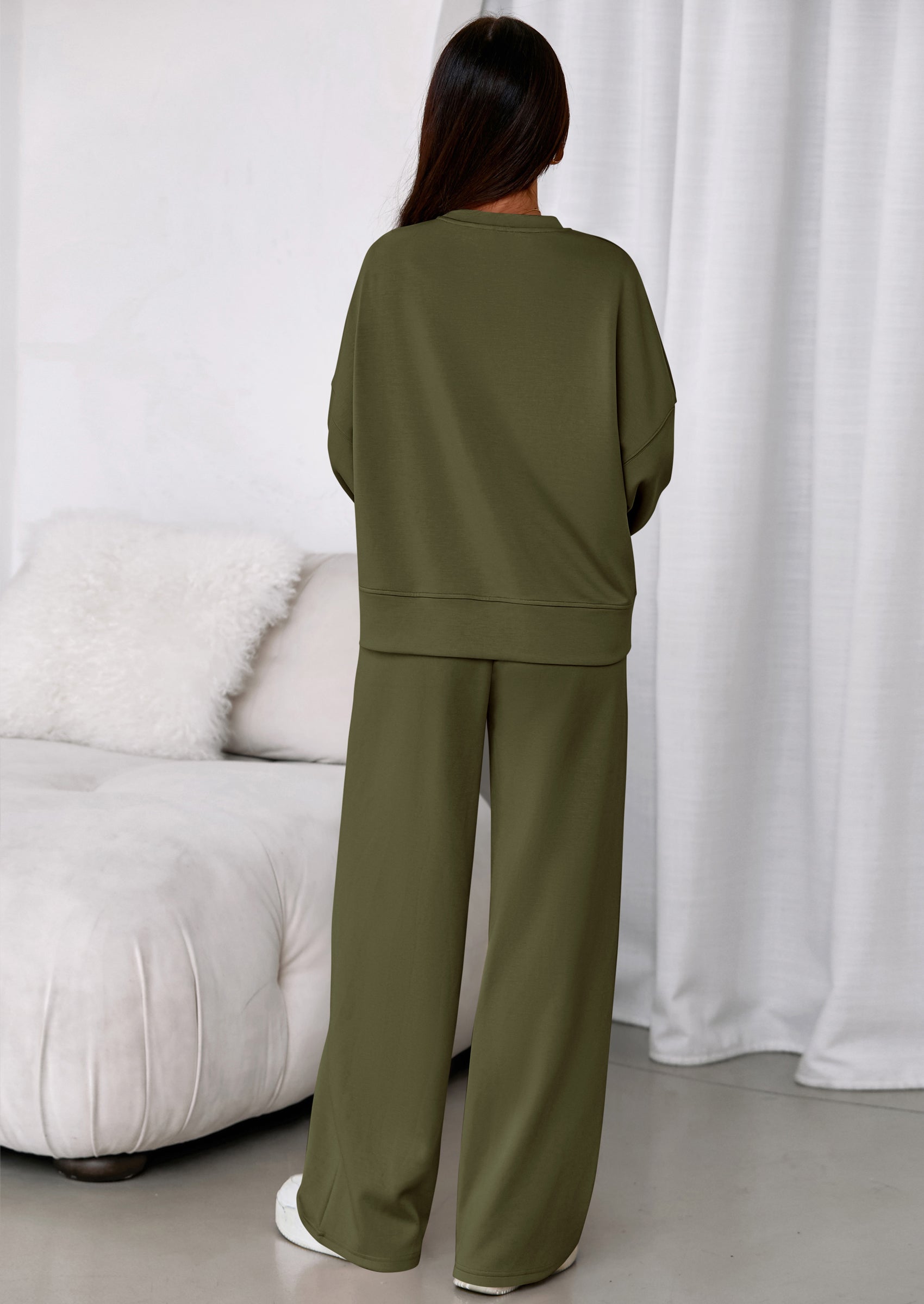 PRETTYGARDEN 2 Piece Sets For Women Fall Trendy Long Sleeve Sweatshirt Wide Leg Pants Loungewear Set Matching Sweatsuit