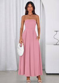 PRETTYGARDEN Cocktail Dresses for Women Summer Formal Elegant Tube Top Strapless Spring Wedding Guest Party Midi Dress PRETTYGARDEN