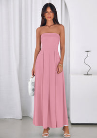 PRETTYGARDEN Cocktail Dresses for Women Summer Formal Elegant Tube Top Strapless Spring Wedding Guest Party Midi Dress PRETTYGARDEN