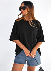 PRETTYGARDEN Women's Spring Going Out Tops Casual Short Sleeve Crewneck Loose Fit Basic Cute Tee Shirts Summer Outfits PRETTYGARDEN