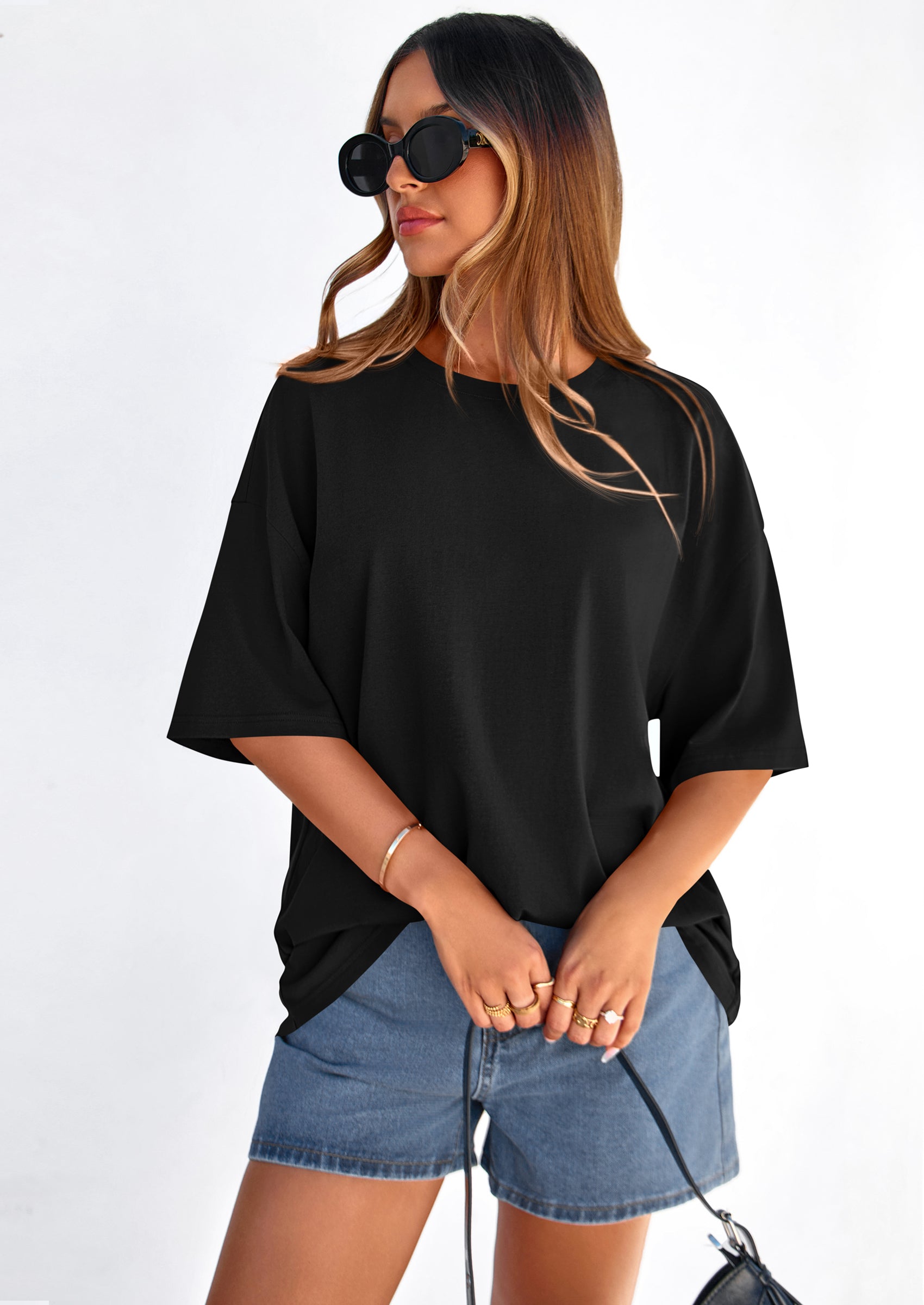 PRETTYGARDEN Women's Spring Going Out Tops Casual Short Sleeve Crewneck Loose Fit Basic Cute Tee Shirts Summer Outfits PRETTYGARDEN