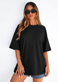 PRETTYGARDEN Women's Spring Going Out Tops Casual Short Sleeve Crewneck Loose Fit Basic Cute Tee Shirts Summer Outfits PRETTYGARDEN