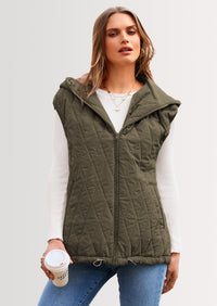 PRETTYGARDEN Women's Fall Spring Vest Casual Sleeveless Hooded Zip Up Jacket Trendy Winter Coat Outerwear PRETTYGARDEN