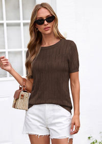 PRETTYGARDEN Women's Spring Short Sleeve Sweater Knit Going Out Tops Work Shirts Trendy Summer Business Casual Outfits