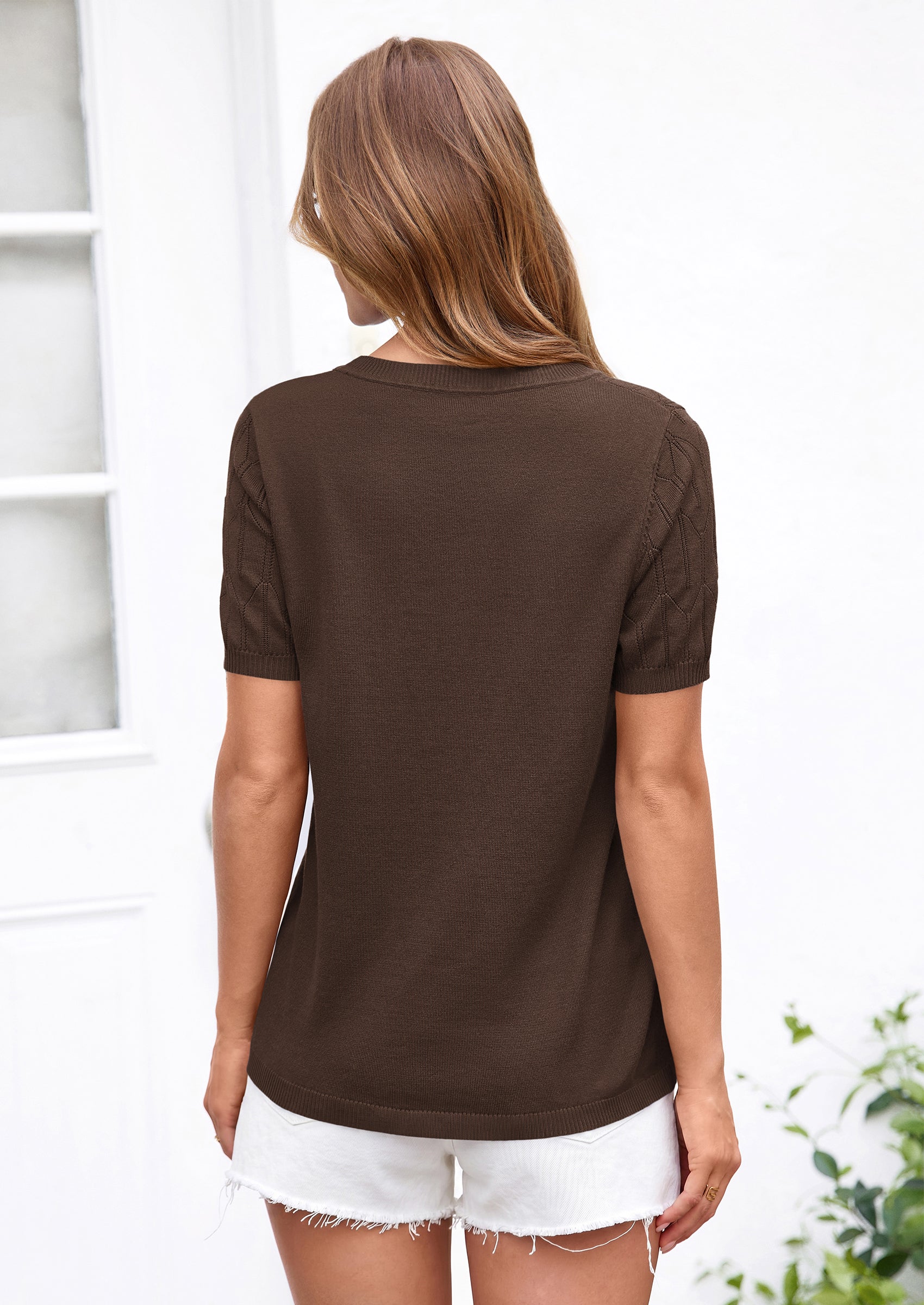 PRETTYGARDEN Women's Spring Short Sleeve Sweater Knit Going Out Tops Work Shirts Trendy Summer Business Casual Outfits