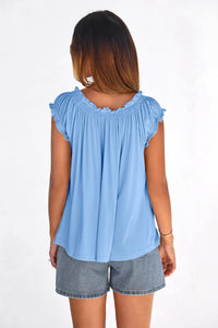 PRETTYGARDEN Womens Tie Front Tank Tops Summer Fashion Cap Sleeve Babydoll Blouses Flowy Shirts Spring Going Out Outfits PRETTYGARDEN