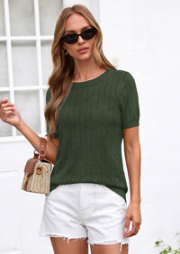 PRETTYGARDEN Women's Spring Short Sleeve Sweater Knit Going Out Tops Work Shirts Trendy Summer Business Casual Outfits