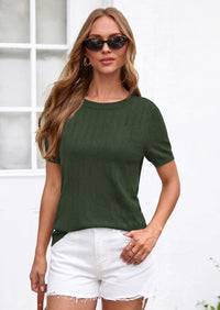 PRETTYGARDEN Women's Spring Short Sleeve Sweater Knit Going Out Tops Work Shirts Trendy Summer Business Casual Outfits