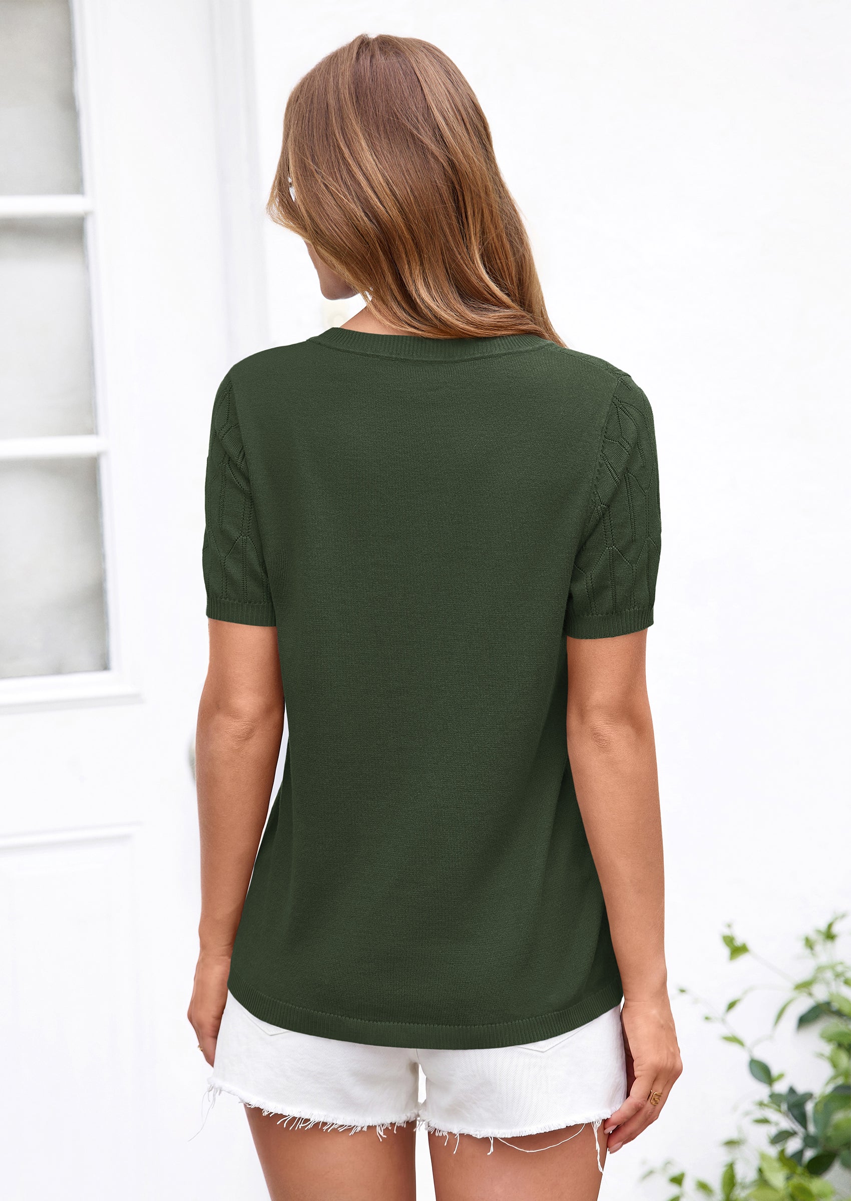 PRETTYGARDEN Women's Spring Short Sleeve Sweater Knit Going Out Tops Work Shirts Trendy Summer Business Casual Outfits
