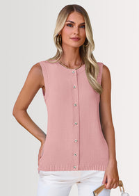 PRETTYGARDEN Sweater Vest Women Spring Summer Casual Lightweight Knit Sleeveless Button Down Tank Tops Trendy Clothes